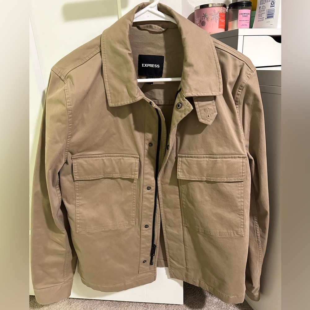 brown button up jacket